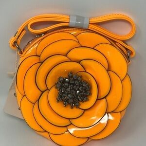 Beautiful floral design yellow crossbody clutch
